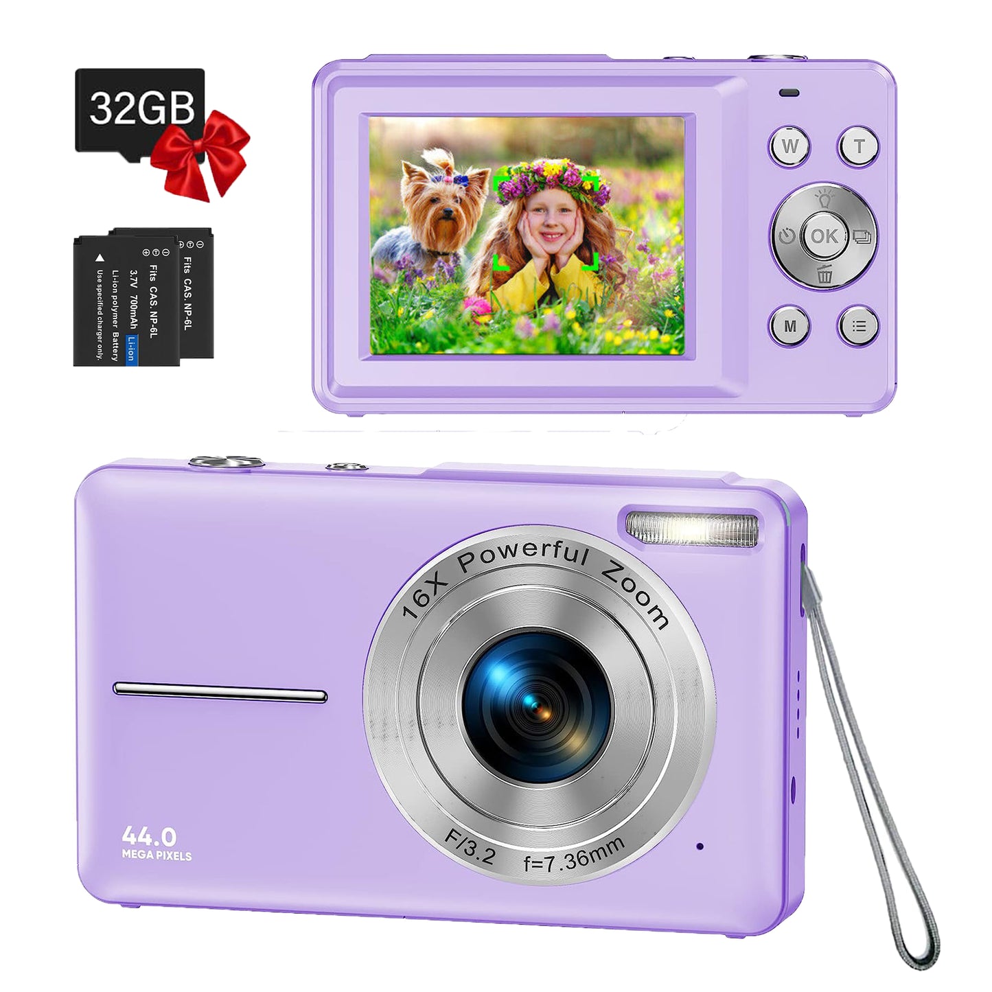 ACTITOP camera 1080P 44MP 16x Digital Zoom Kids Digital Camera, Pink