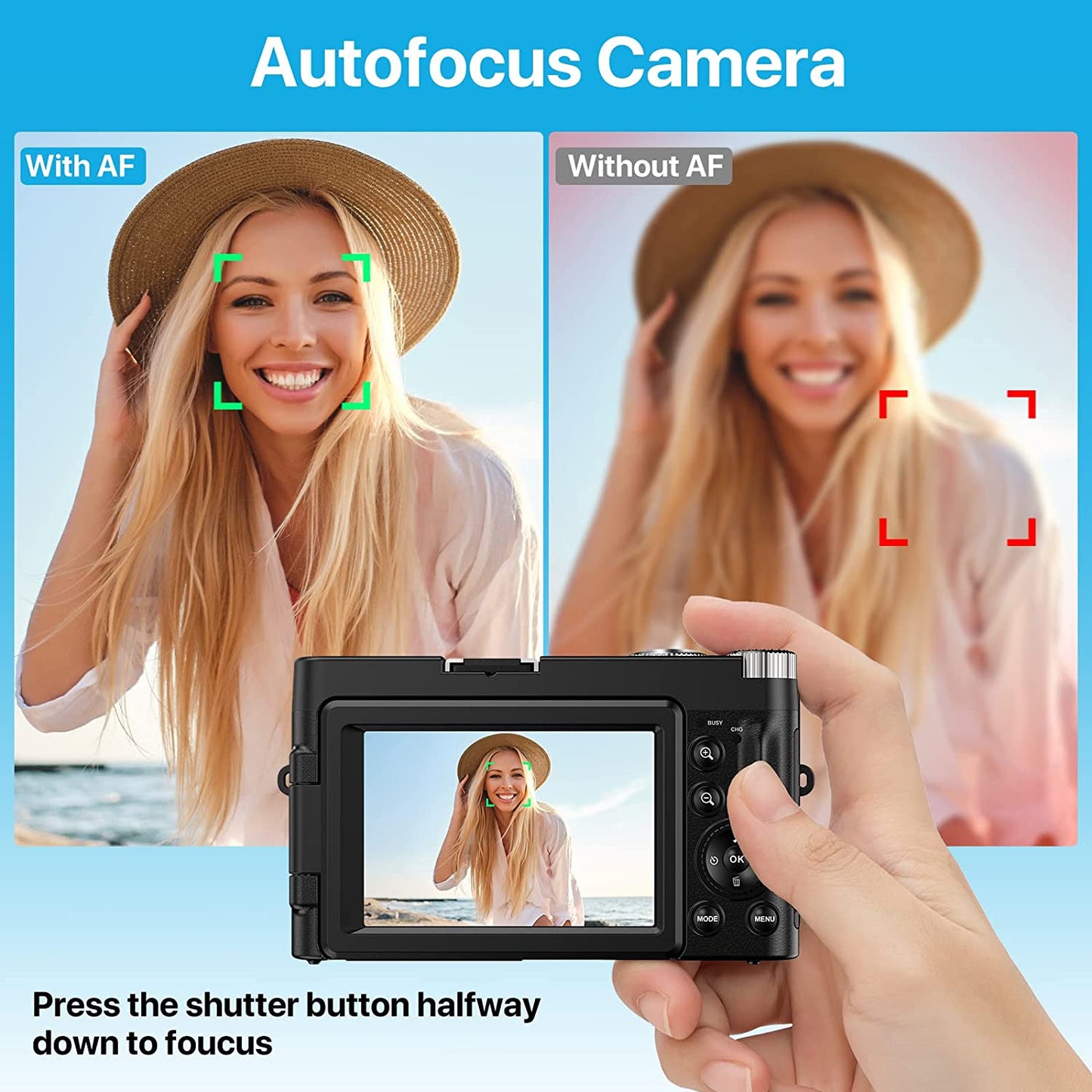 4K Video Camera Camcorder Youtube Vlogging Camera 30FPS 48MP 16X Digital Zoom Camcorder Camera with 2 Batteries