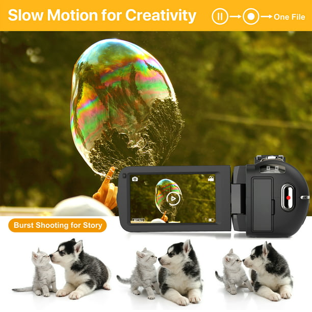 Video Camera Camcorder Ultra FHD 1080P 30FPS 24MP YouTube Vlogging Camera 3.0 Touch Screen 16X Digital Zoom with Remote Control Microphone 2 Batteries