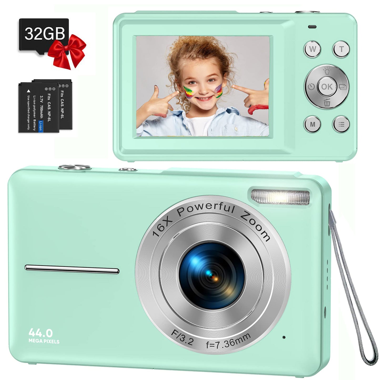 ACTITOP camera 1080P 44MP 16x Digital Zoom Kids Digital Camera, Pink