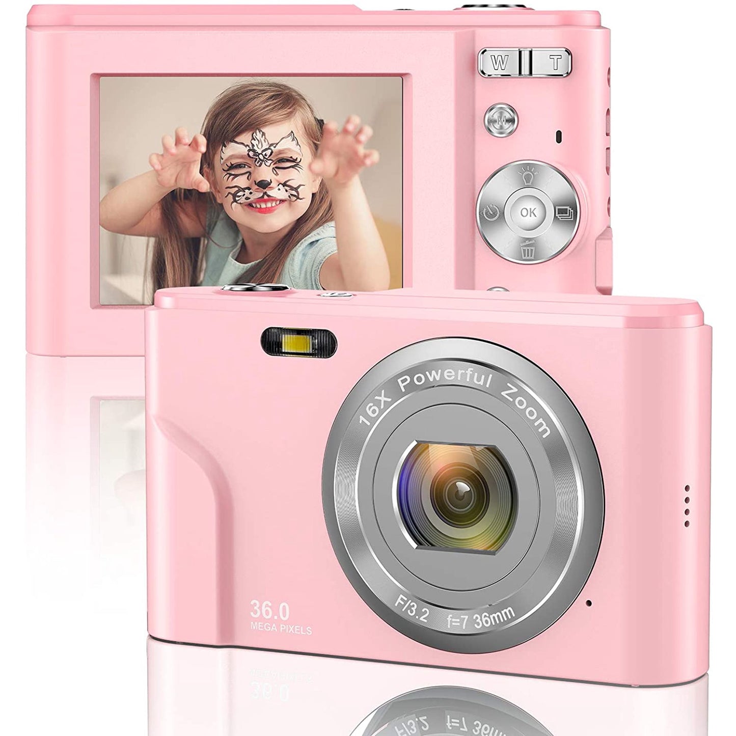 ACTITOP Digital Camera 1080P Compact Mini Camera 36MP 2.4inch Rechargeable Pocket Camera with 16X Digital Zoom for Kids Students Teens