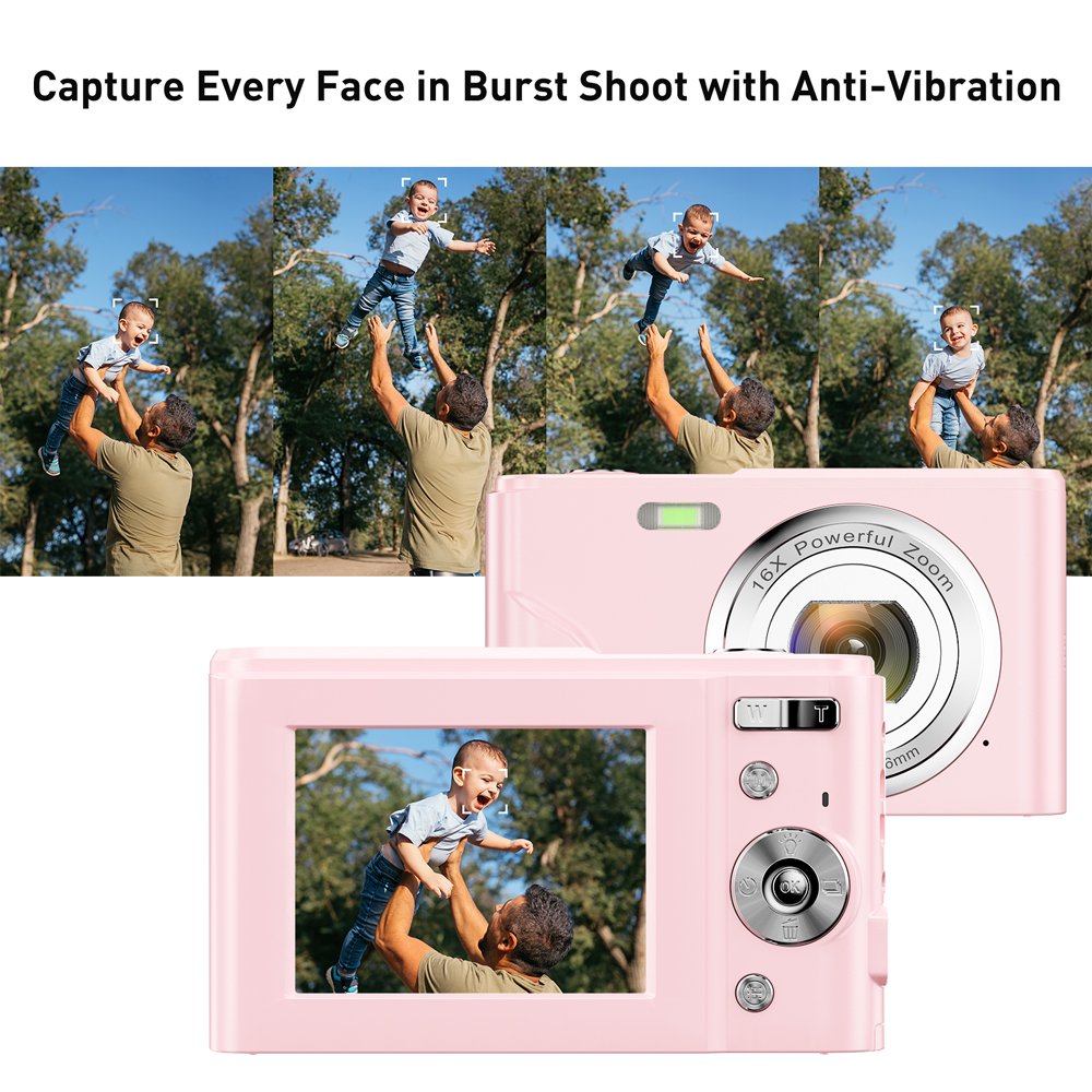 ACTITOP Digital Camera 1080P Compact Mini Camera 36MP 2.4inch Rechargeable Pocket Camera with 16X Digital Zoom for Kids Students Teens