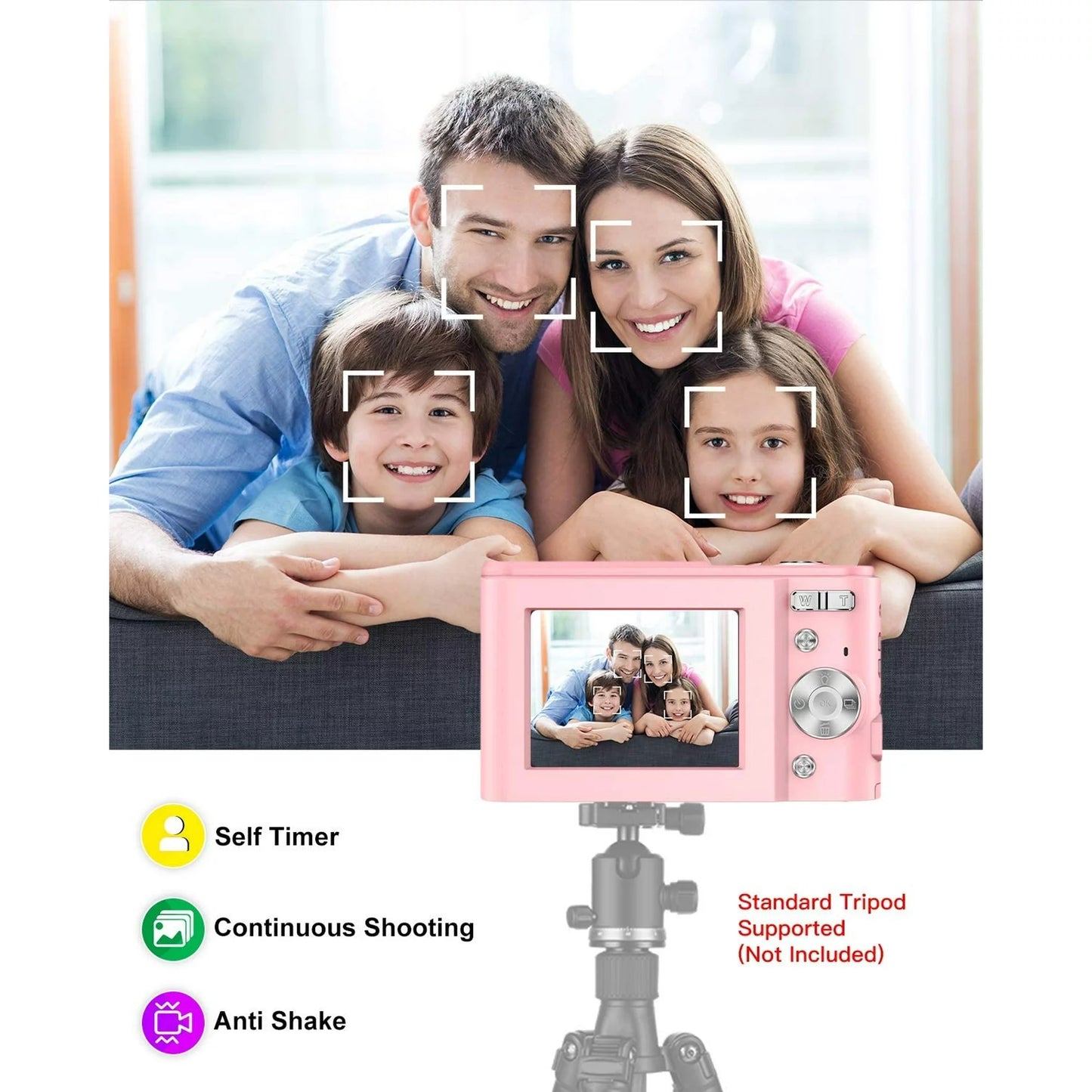 ACTITOP Digital Camera 1080P Compact Mini Camera 36MP 2.4inch Rechargeable Pocket Camera with 16X Digital Zoom for Kids Students Teens