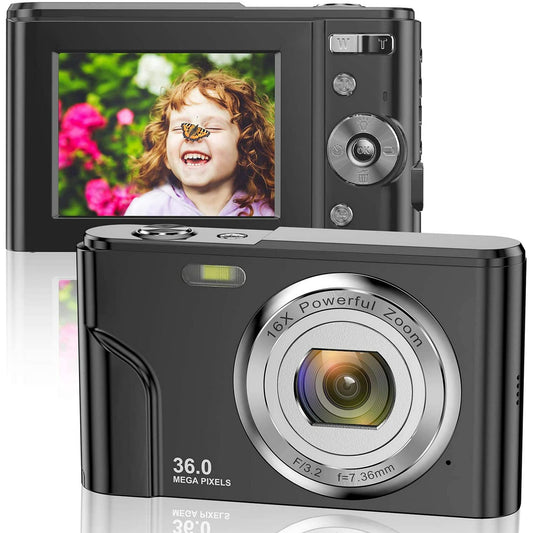 ACTITOP Kids Digital Camera, FHD 1080P 36MP 16X Digital Zoom, Compact Mini Camera