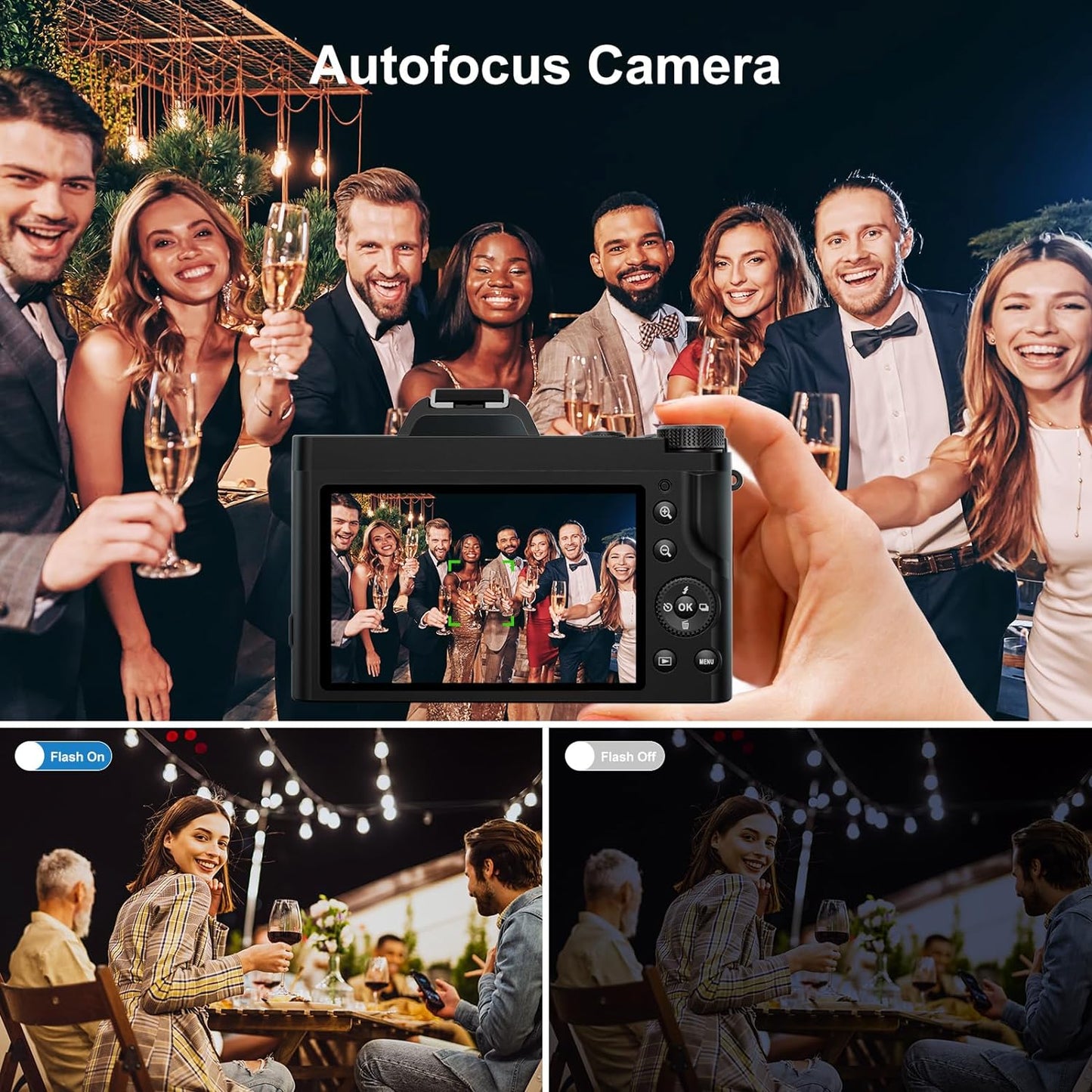 5K Digital Camera WiFi Vlogging Camera for Youtube with 32G SD Card,16X Digital Zoom 48MP Autofocus Camera 6-Axis Stabilization Video Camera with UV Filter and 2 Batteries