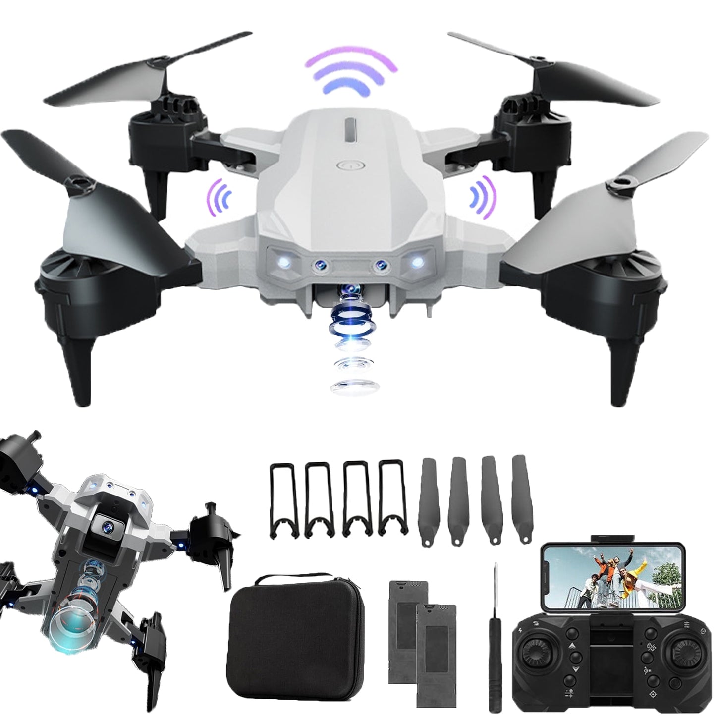 Drones with Dual Camera for adults & Kids,4K HD FPV Mini Drones lightweight Anti-Shake with Obstacle Avoidance for Beginner