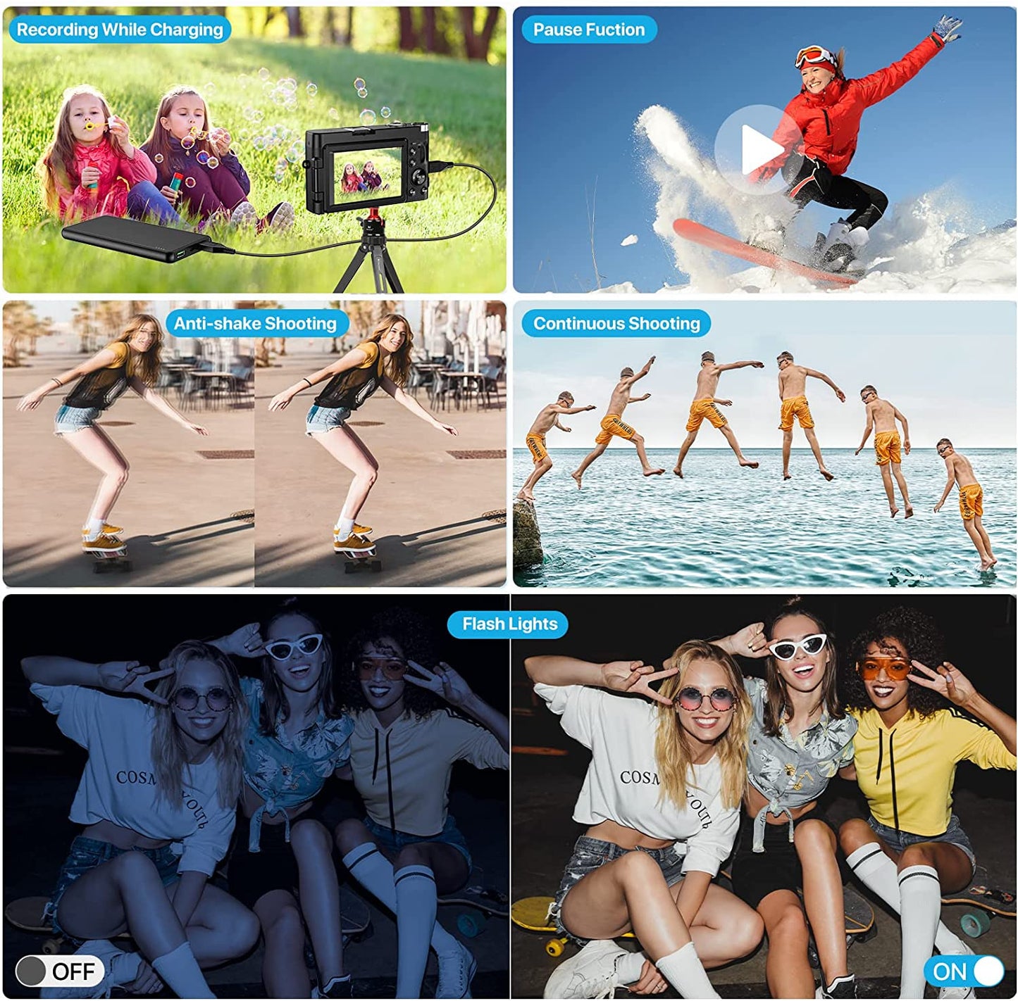 4K Video Camera Camcorder Youtube Vlogging Camera 30FPS 48MP 16X Digital Zoom Camcorder Camera with 2 Batteries