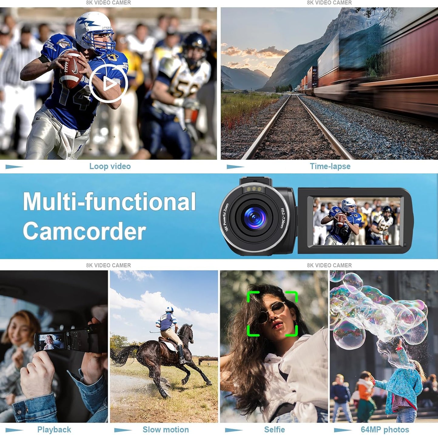 Video Camera Camcorder 8K 88MP Wifi Vlogging Camera for Youtube with 32GB SD Card,18X Digital Zoom 3.0 Inch 270 Flip Screen with Mic