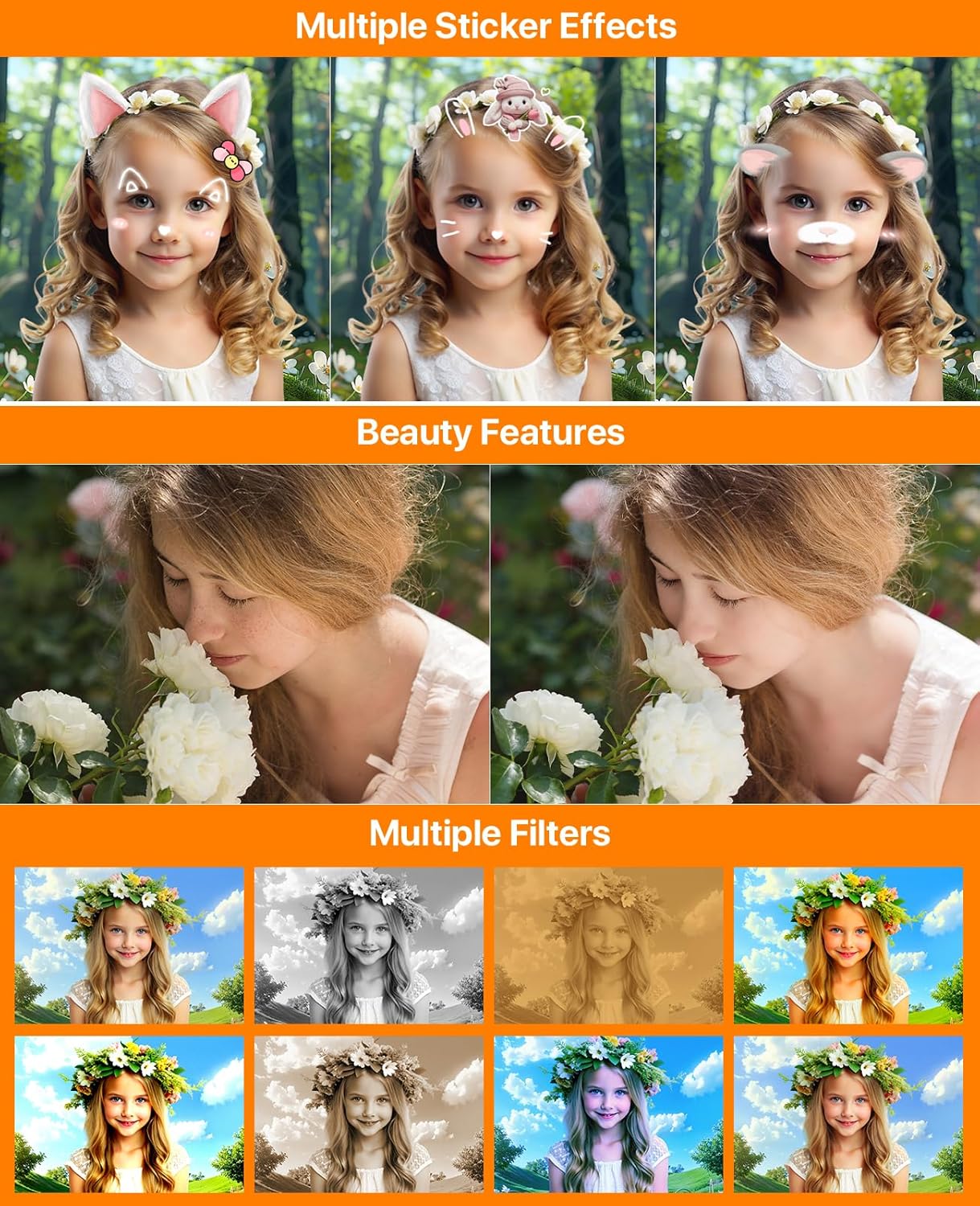 AI Digital Camera WiFi Autofocu Dual Lens Smart Point and Shoot Camera with 3.6" IPS Touchscreen,Beauty & AR Filters Kids Cameras with 32GB Card for Beginners and Teens