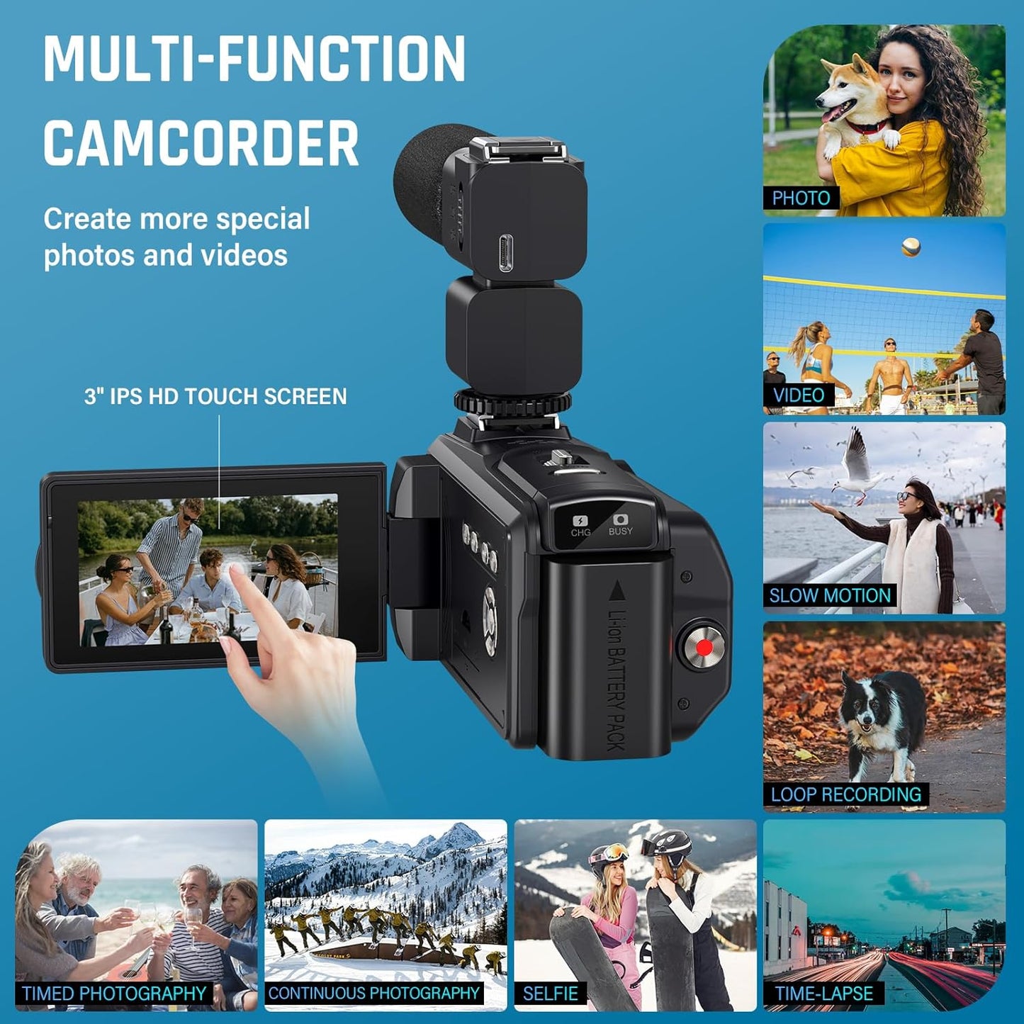 Video Camera Camcorder 8K 88MP Wifi Vlogging Camera for Youtube with 32GB SD Card,18X Digital Zoom 3.0 Inch 270 Flip Screen with Mic
