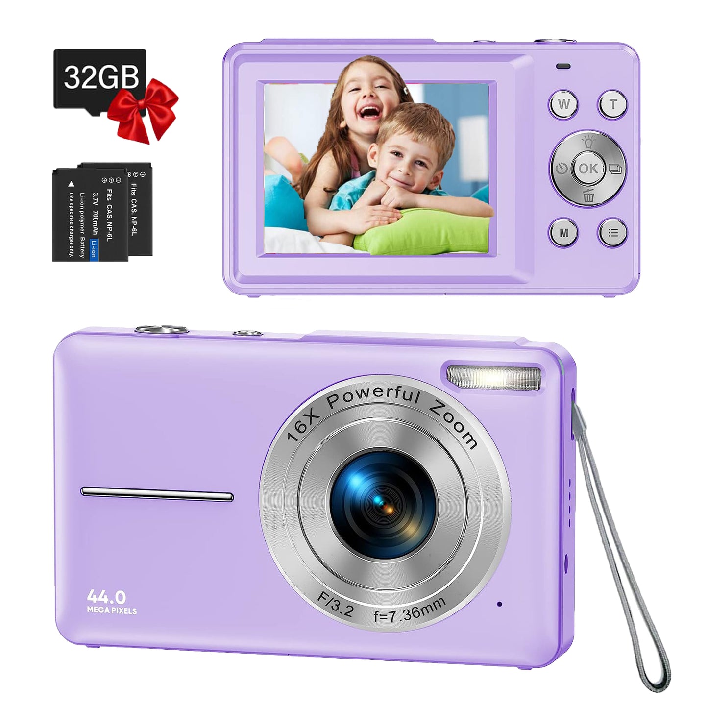 Digital Camera,FHD 1080P Digital Camera for Kids Video Camera with 32GB Card 16X Digital Zoom, Compact Point and Shoot Camera Portable Small Camera for Teens Students Boys Girls Seniors