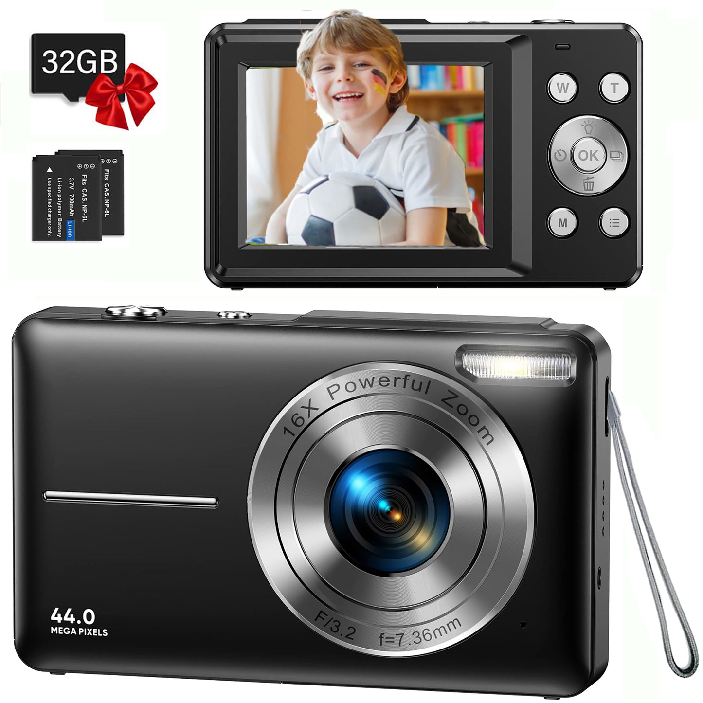 ACTITOP camera 1080P 44MP 16x Digital Zoom Kids Digital Camera, Pink