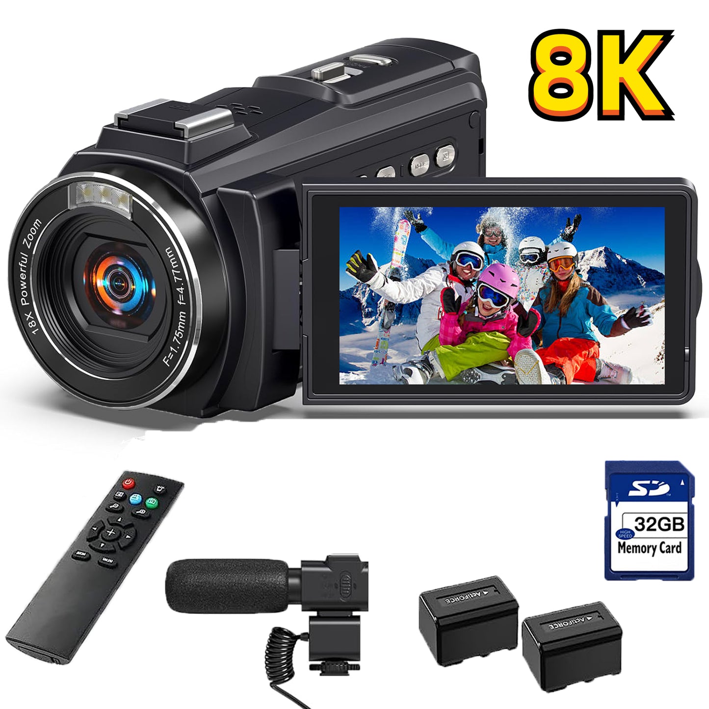 Video Camera Camcorder 8K 88MP Wifi Vlogging Camera for Youtube with 32GB SD Card,18X Digital Zoom 3.0 Inch 270 Flip Screen with Mic