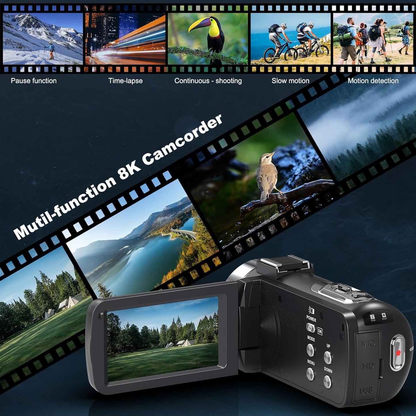 Video Camera Camcorder 8K 88MP Wifi Vlogging Camera for Youtube with 32GB SD Card,18X Digital Zoom 3.0 Inch 270 Flip Screen with Mic